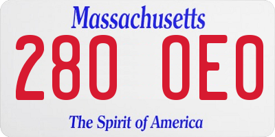 MA license plate 280OE0