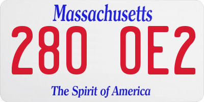 MA license plate 280OE2