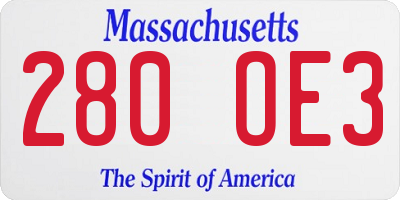 MA license plate 280OE3