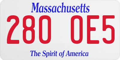 MA license plate 280OE5
