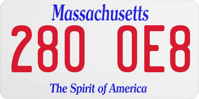 MA license plate 280OE8