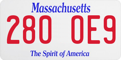 MA license plate 280OE9