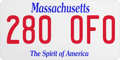 MA license plate 280OF0