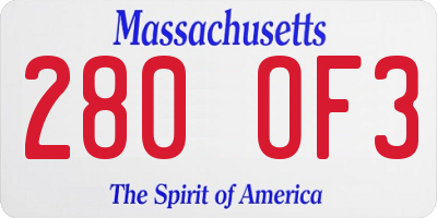 MA license plate 280OF3