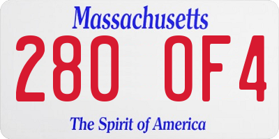 MA license plate 280OF4