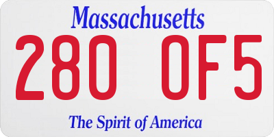 MA license plate 280OF5