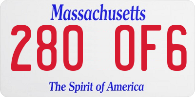 MA license plate 280OF6