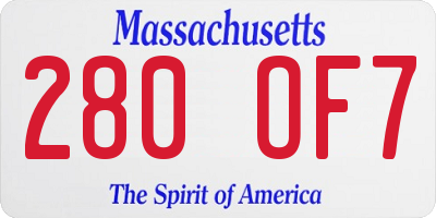 MA license plate 280OF7