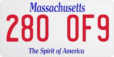 MA license plate 280OF9