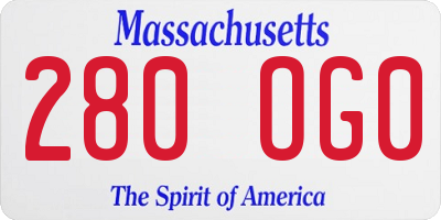 MA license plate 280OG0