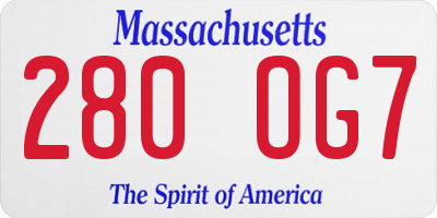 MA license plate 280OG7