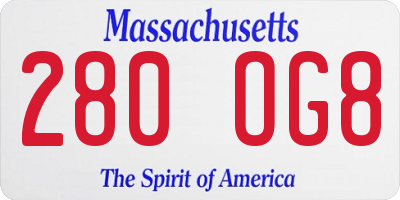 MA license plate 280OG8