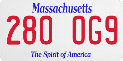 MA license plate 280OG9