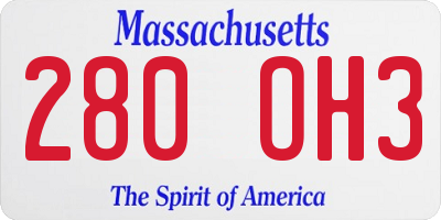 MA license plate 280OH3