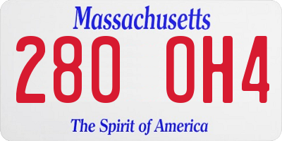 MA license plate 280OH4