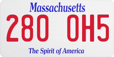 MA license plate 280OH5