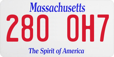 MA license plate 280OH7