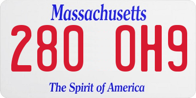 MA license plate 280OH9
