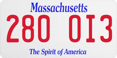 MA license plate 280OI3