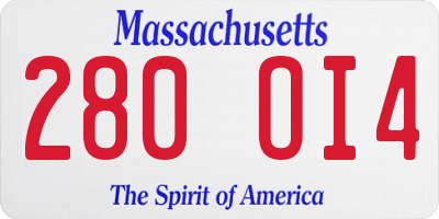 MA license plate 280OI4