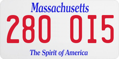 MA license plate 280OI5