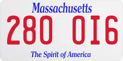MA license plate 280OI6
