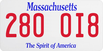 MA license plate 280OI8