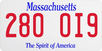 MA license plate 280OI9