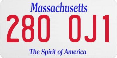 MA license plate 280OJ1