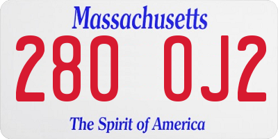 MA license plate 280OJ2