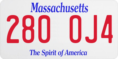 MA license plate 280OJ4