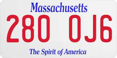 MA license plate 280OJ6