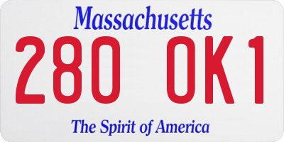 MA license plate 280OK1