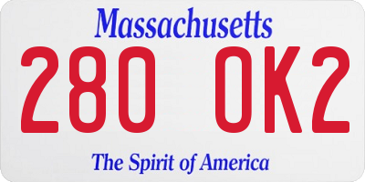 MA license plate 280OK2