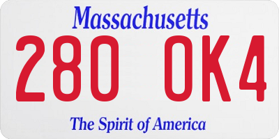 MA license plate 280OK4