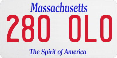 MA license plate 280OL0