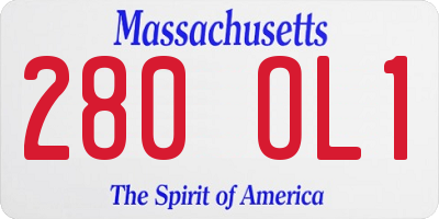 MA license plate 280OL1