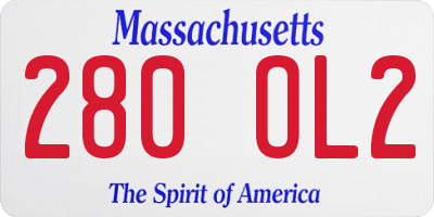 MA license plate 280OL2