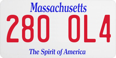 MA license plate 280OL4