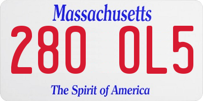MA license plate 280OL5