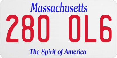 MA license plate 280OL6