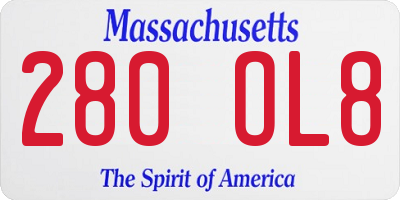 MA license plate 280OL8