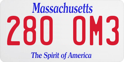 MA license plate 280OM3