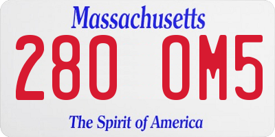 MA license plate 280OM5