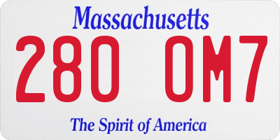 MA license plate 280OM7
