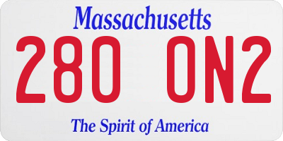 MA license plate 280ON2