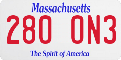 MA license plate 280ON3
