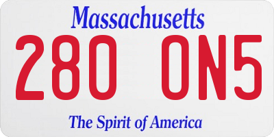 MA license plate 280ON5