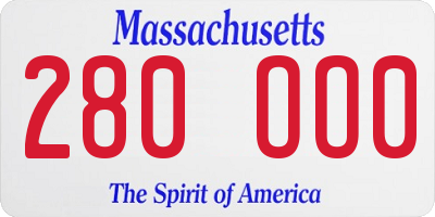 MA license plate 280OO0