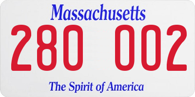 MA license plate 280OO2